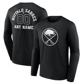 Buffalo Sabres Personalized Name & Number Monochrome Long Sleeve T-Shirt Black
