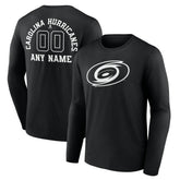 Carolina Hurricanes Personalized Name & Number Monochrome Long Sleeve T-Shirt Black