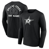 Dallas Stars Personalized Name & Number Monochrome Long Sleeve T-Shirt Black