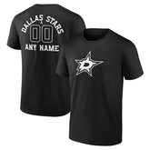 Dallas Stars Personalized Name & Number Monochrome T-Shirt Black