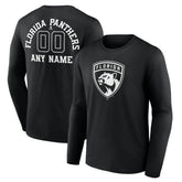 Florida Panthers Personalized Name & Number Monochrome Long Sleeve T-Shirt Black