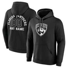 Florida Panthers Personalized Name & Number Monochrome Pullover Hoodie Black