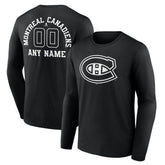 Montreal Canadiens Personalized Name & Number Monochrome Long Sleeve T-Shirt Black