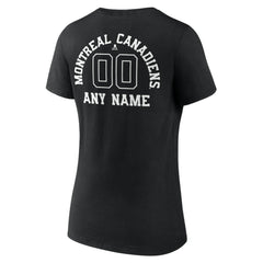Montreal Canadiens Women's Personalized Name & Number Monochrome V-Neck T-Shirt Black