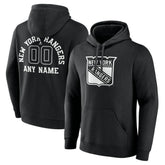 New York Rangers Personalized Name & Number Monochrome Pullover Hoodie Black