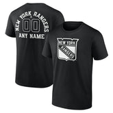 New York Rangers Personalized Name & Number Monochrome T-Shirt Black