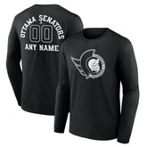 Ottawa Senators Personalized Name & Number Monochrome Long Sleeve T-Shirt Black