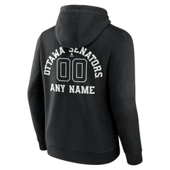 Ottawa Senators Personalized Name & Number Monochrome Pullover Hoodie Black
