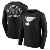 St. Louis Blues Personalized Name & Number Monochrome Long Sleeve T-Shirt Black