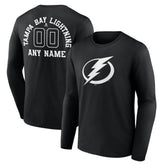 Tampa Bay Lightning Personalized Name & Number Monochrome Long Sleeve T-Shirt Black