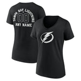 Tampa Bay Lightning Women's Personalized Name & Number Monochrome V-Neck T-Shirt Black