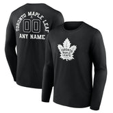 Toronto Maple Leafs Personalized Name & Number Monochrome Long Sleeve T-Shirt Black