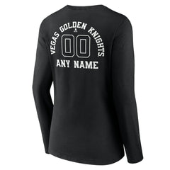 Vegas Golden Knights Women's Personalized Name & Number Monochrome Long Sleeve V-Neck T-Shirt Black