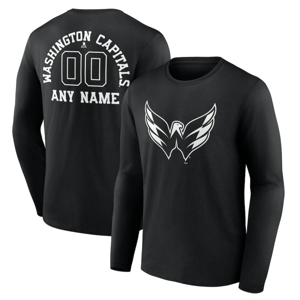 Washington Capitals Personalized Name & Number Monochrome Long Sleeve T-Shirt Black