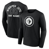 Winnipeg Jets Personalized Name & Number Monochrome Long Sleeve T-Shirt Black