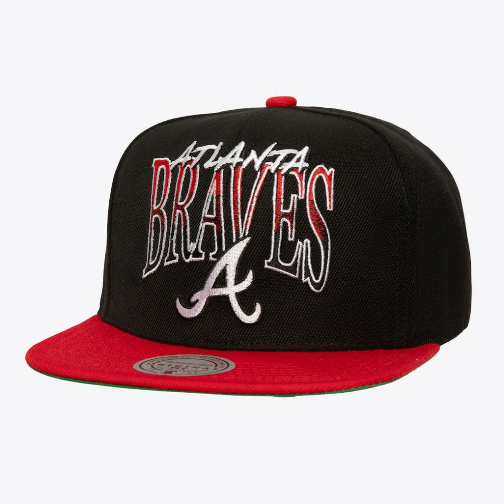 Atlanta Braves Rise Up Snapback Hat Black | Mitchell & Ness