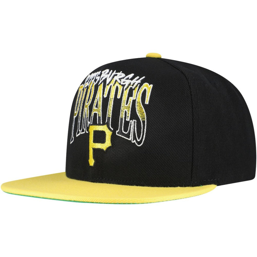 Pittsburgh Pirates Rise Up Snapback Hat Black | Mitchell & Ness