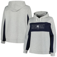 New York Yankees Profile Women's Plus Size Pullover Jersey Hoodie Heather Gray