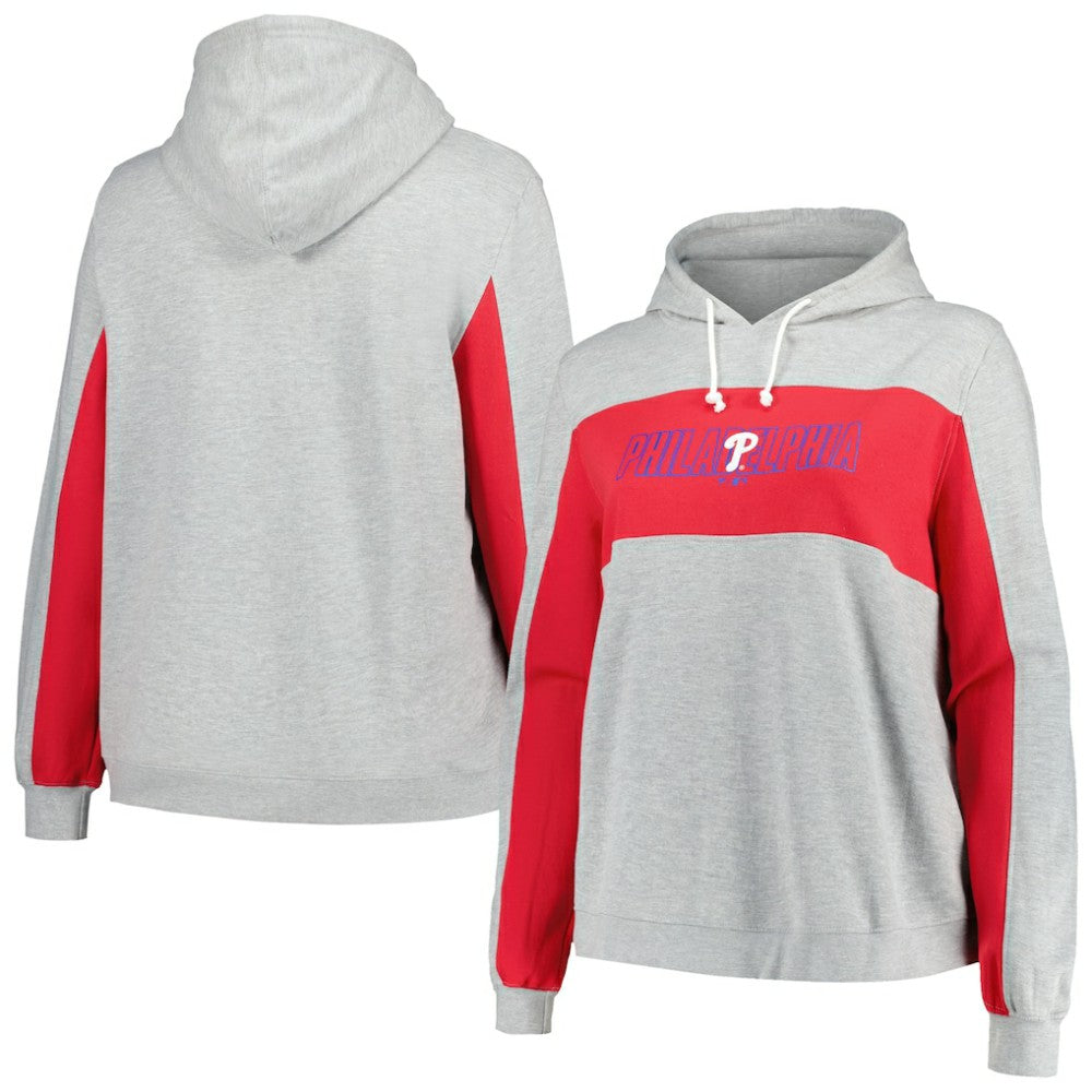 Philadelphia Phillies Profile Women's Plus Size Pullover Jersey Hoodie - Heather Gray