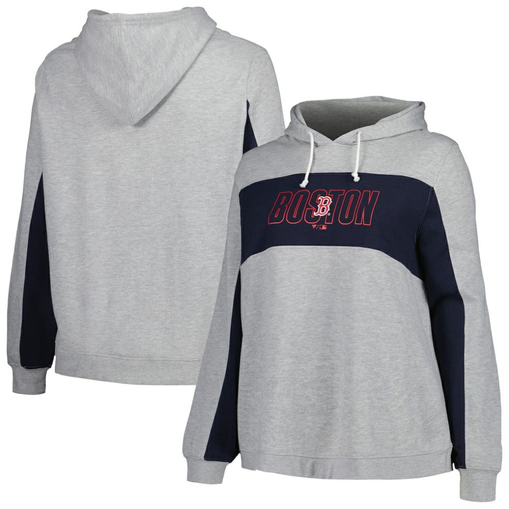 Boston Red Sox Profile Women's Plus Size Pullover Jersey Hoodie - Heather Gray