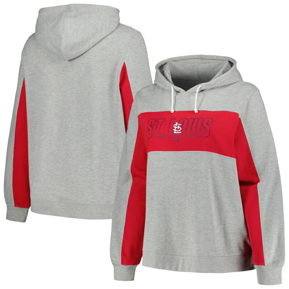 St. Louis Cardinals Profile Women's Plus Size Pullover Jersey Hoodie - Heather Gray