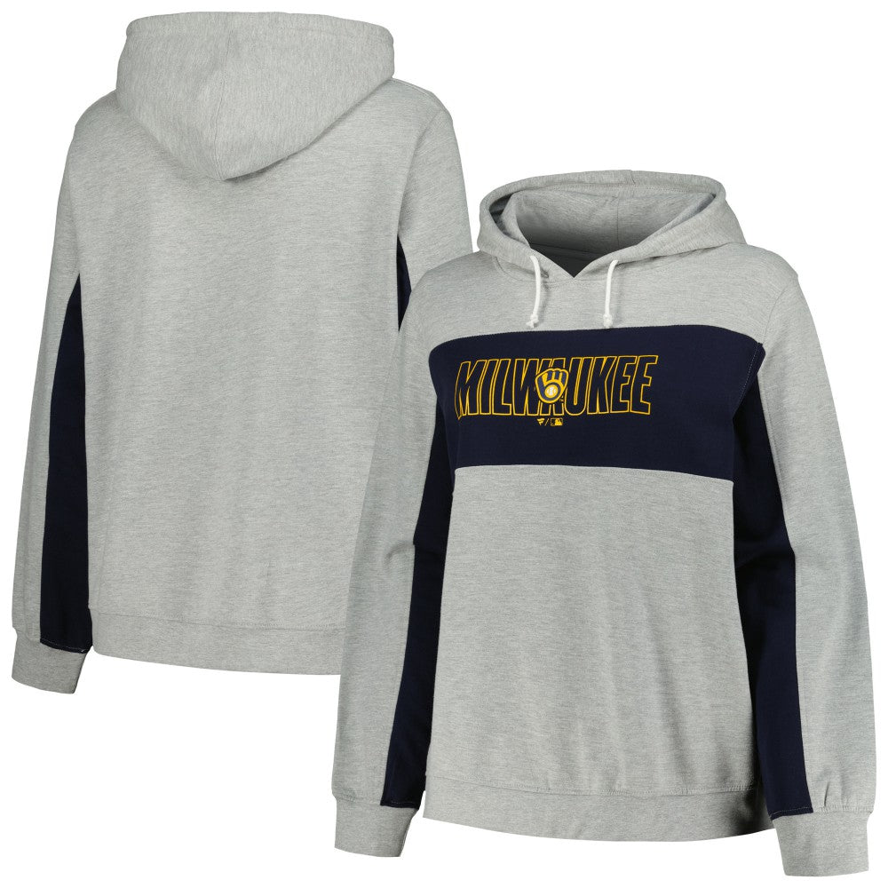 Milwaukee Brewers Profile Women's Plus Size Pullover Jersey Hoodie - Heather Gray