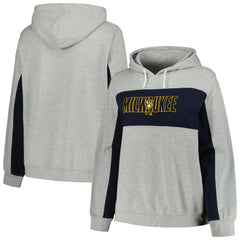 Milwaukee Brewers Profile Women's Plus Size Pullover Jersey Hoodie - Heather Gray