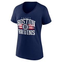 Boston Bruins Women's Americana Team V-Neck T-Shirt Navy