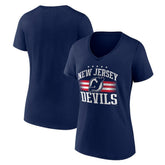 New Jersey Devils Women's Americana Team V-Neck T-Shirt Navy
