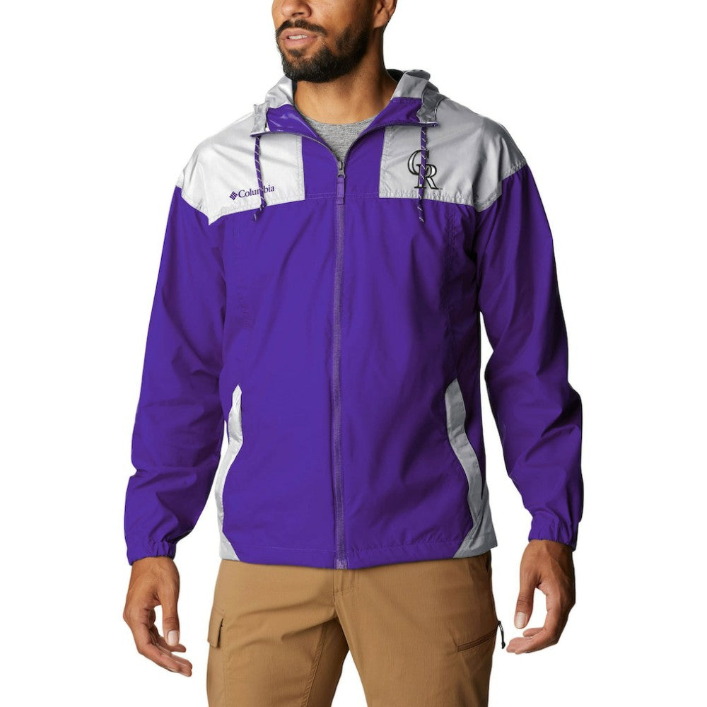 Colorado Rockies Omni-Shade Flash Challenger Full-Zip Windbreaker Jacket Purple/White | Columbia