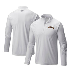 San Francisco Giants Terminal Tackle Omni-Shade Raglan Quarter-Zip Pullover Top White | Columbia