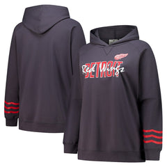 Detroit Red Wings Fanatics Women's Plus Size Lightweight Fleece Raglan Pullover Hoodie Charcoal