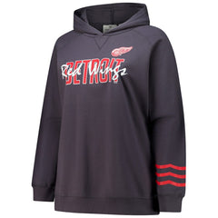 Detroit Red Wings Fanatics Women's Plus Size Lightweight Fleece Raglan Pullover Hoodie Charcoal