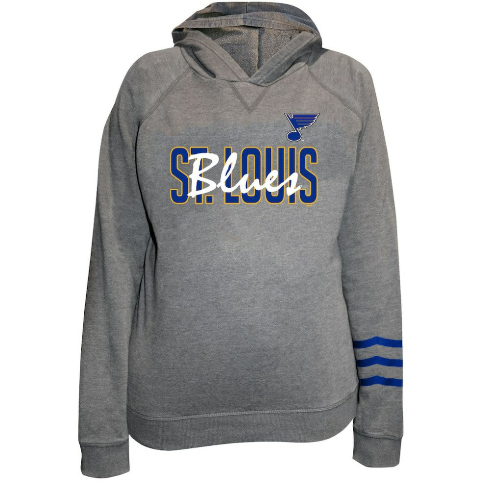 St. Louis Blues Fanatics Women's Plus Size Lightweight Fleece Raglan Pullover Hoodie Heather Gray