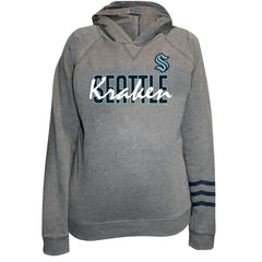 Seattle Kraken Fanatics Women's Plus Size Lightweight Fleece Raglan Pullover Hoodie Heather Gray