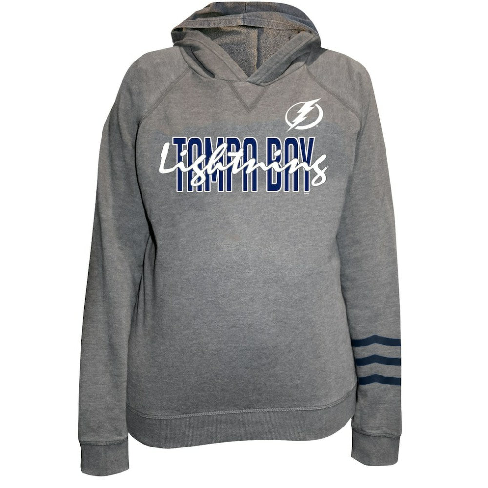 Tampa Bay Lightning Fanatics Women's Plus Size Lightweight Fleece Raglan Pullover Hoodie Heather Gray
