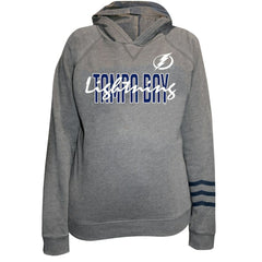 Tampa Bay Lightning Fanatics Women's Plus Size Lightweight Fleece Raglan Pullover Hoodie Heather Gray