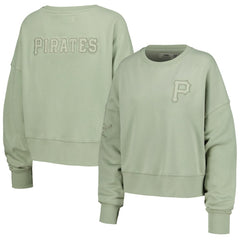 Pittsburgh Pirates Pro Standard Women's Neutral Oversized Boxy Cropped Pullover Sweatshirt Green