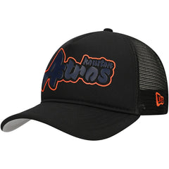 Houston Astros Retro Bold A-Frame Trucker 9FORTY Adjustable Hat Black | New Era