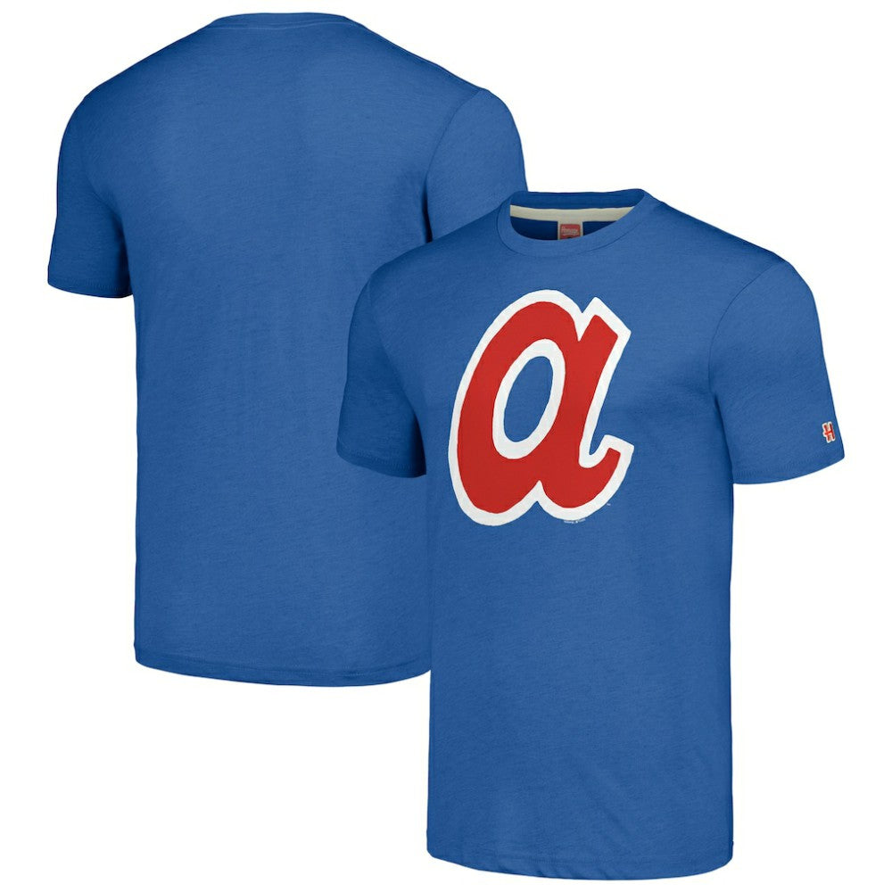 Atlanta Braves Homage Cooperstown Collection Hand-Drawn Logo Tri-Blend T-Shirt Royal