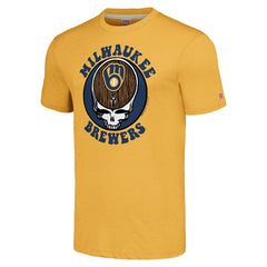 Milwaukee Brewers Homage Grateful Dead Tri-Blend T-Shirt Gold
