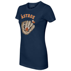 Houston Astros Tiny Turnip Women's Butterfly Glove T-Shirt Navy
