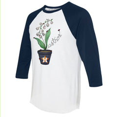 Houston Astros Tiny Turnip Unisex Lilies and Ladybugs 3/4-Sleeve Raglan T-Shirt White/Navy