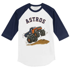 Houston Astros Tiny Turnip Youth Monster Truck 3/4-Sleeve Raglan T-Shirt White/Navy