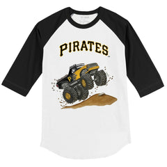 Pittsburgh Pirates Tiny Turnip Youth Monster Truck 3/4-Sleeve Raglan T-Shirt White/Black