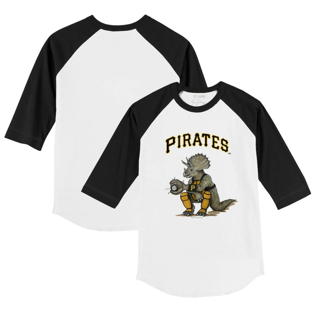 Pittsburgh Pirates Tiny Turnip Youth Triceratops 3/4-Sleeve Raglan T-Shirt White/Black