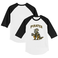 Pittsburgh Pirates Tiny Turnip Youth Triceratops 3/4-Sleeve Raglan T-Shirt White/Black