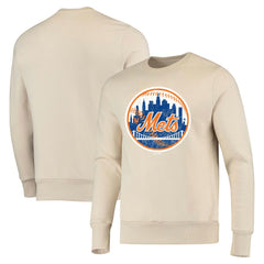New York Mets Majestic Threads Fleece Pullover Sweatshirt Oatmeal