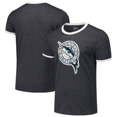 Florida Marlins Majestic Threads Ringer Tri-Blend T-Shirt Black