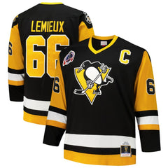 Mario Lemieux Pittsburgh Penguins Mitchell & Ness Big & Tall 1991/92 Blue Line 2.0 Jersey Black